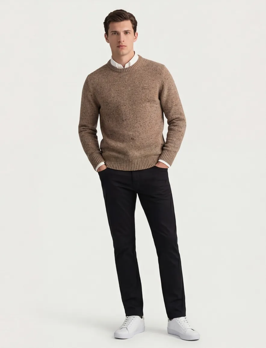 Gant trui beige gebreid ronde hals