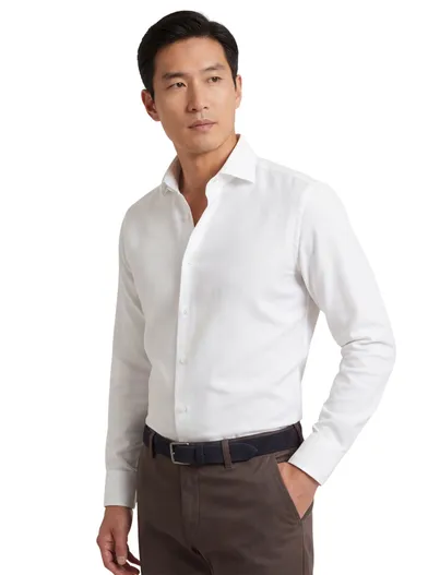 Michaelis Michaelis overhemd slim fit wit strijkvrij wide spread boord