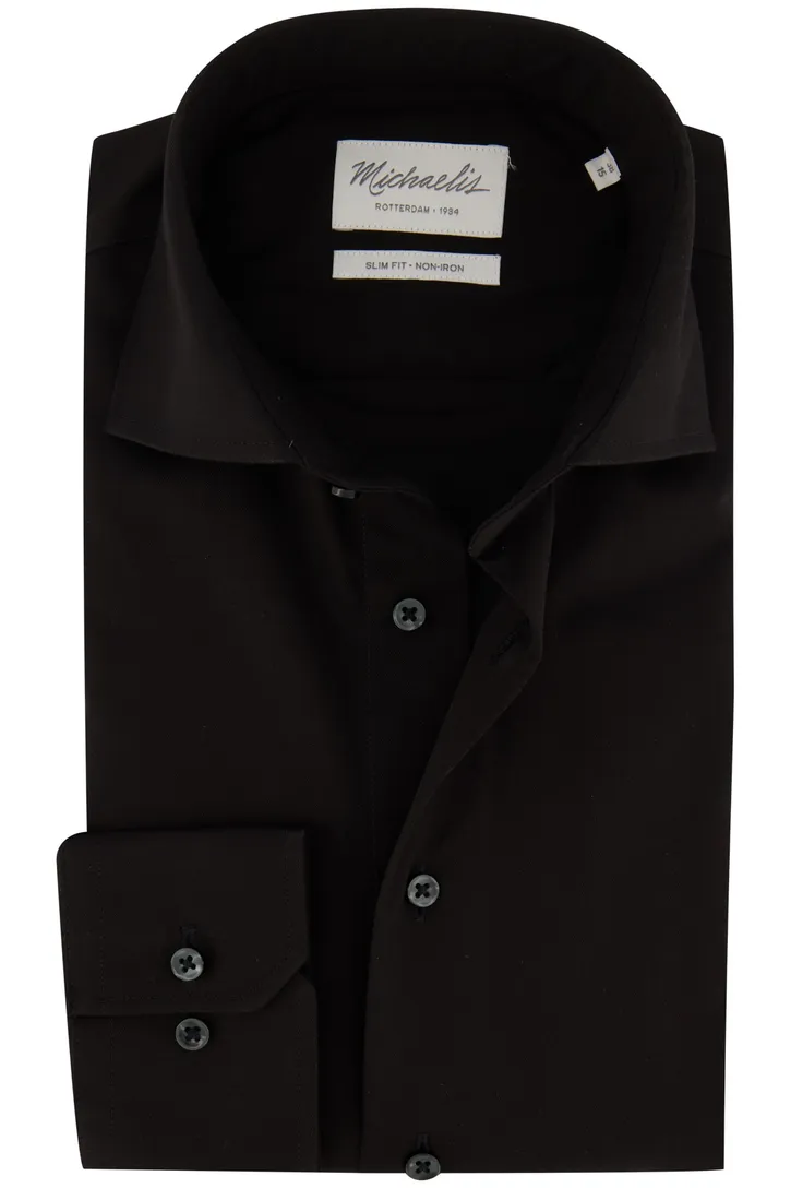 Michaelis business overhemd Slim Fit zwart effen