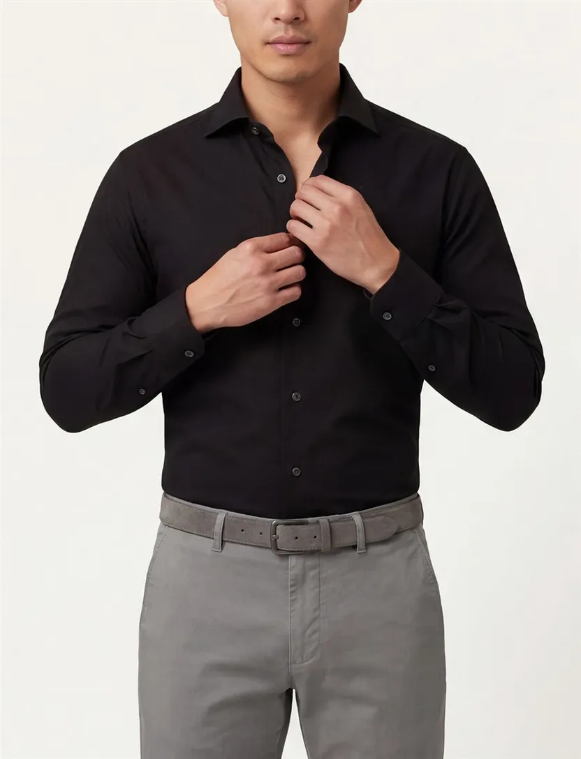 Michaelis business overhemd Slim Fit zwart effen