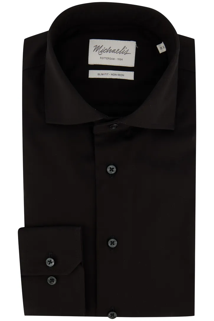 Michaelis business overhemd Slim Fit zwart effen