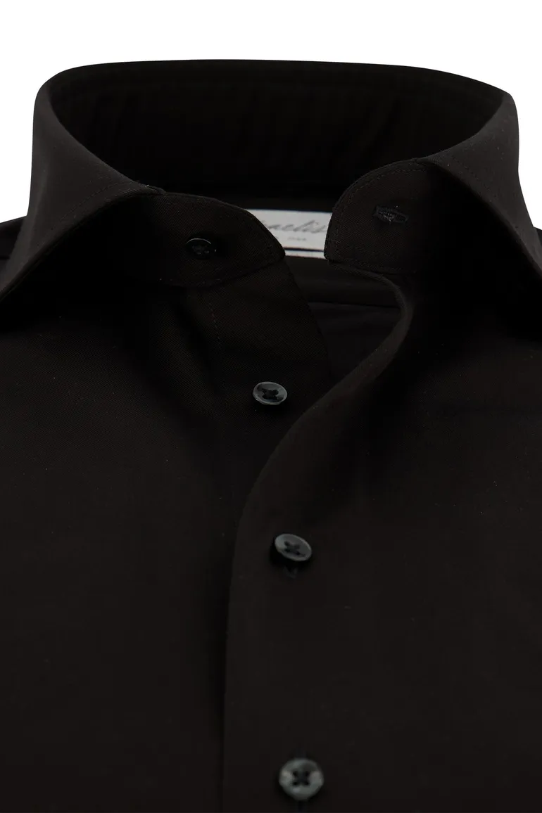 Overhemd Michaelis Slim Fit zwart effen strijkvrij