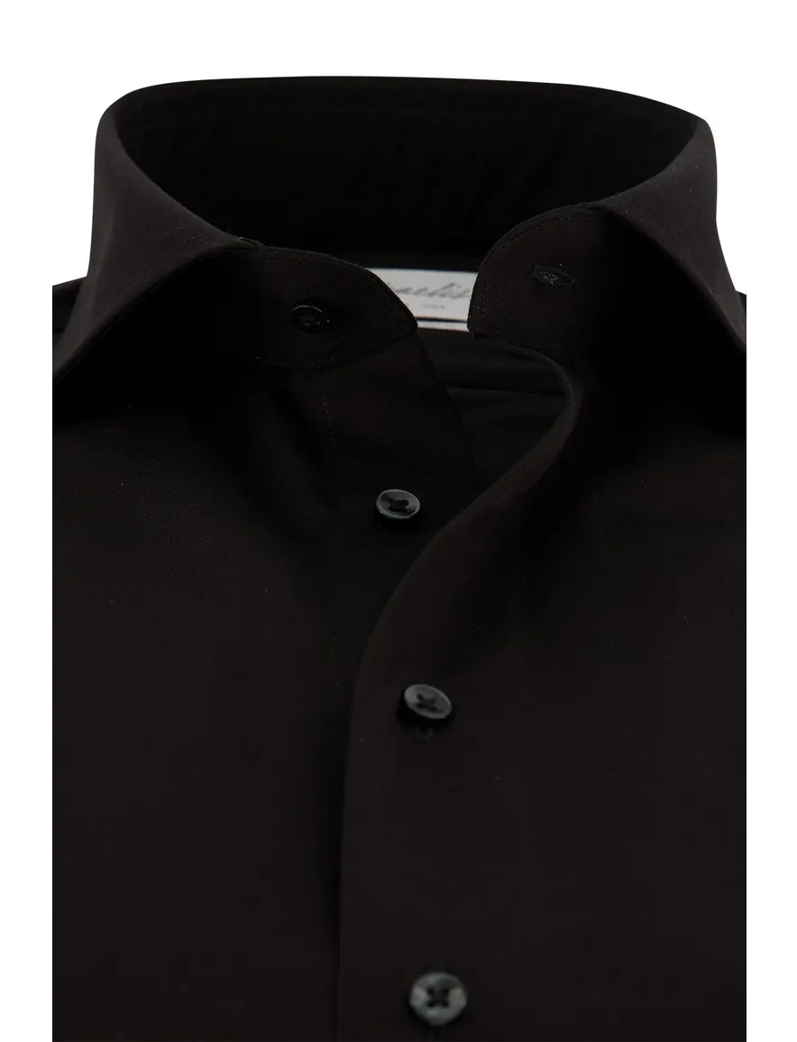 Overhemd Michaelis Slim Fit zwart effen strijkvrij