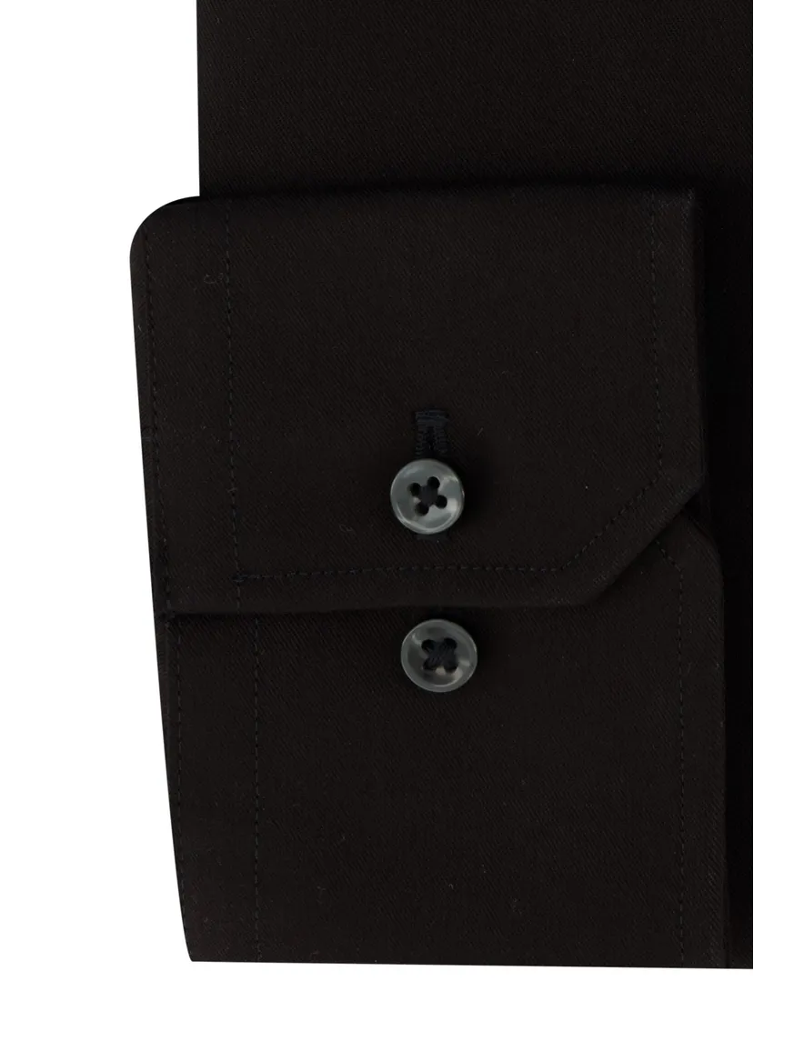 Overhemd Michaelis Slim Fit zwart effen strijkvrij