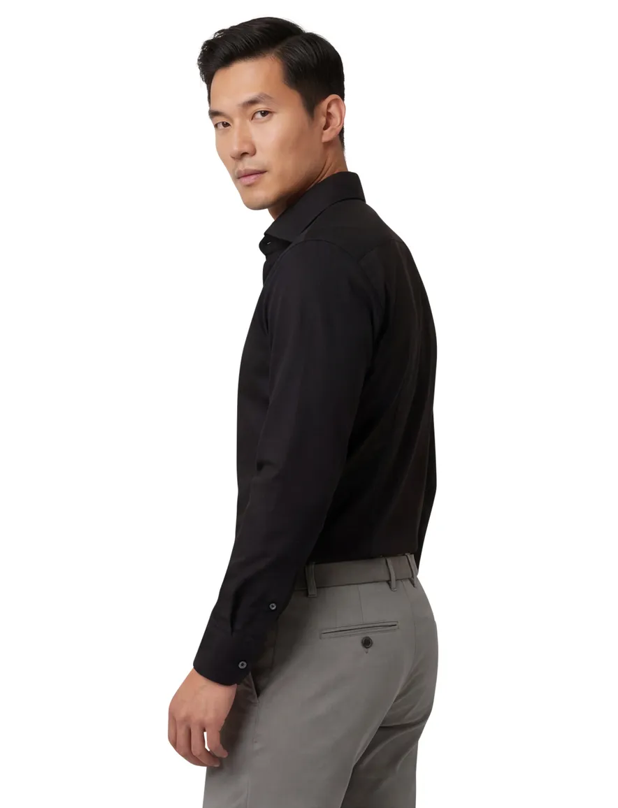 Overhemd Michaelis Slim Fit zwart effen strijkvrij