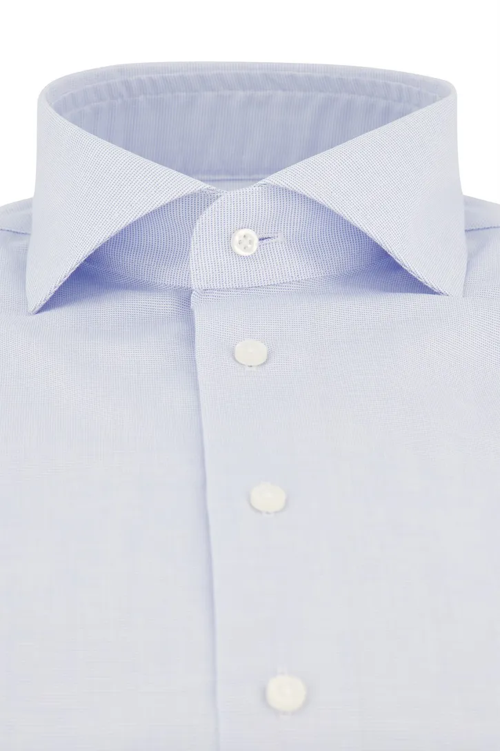 Michaelis business overhemd Slim Fit lichtblauw geprint strijkvrij