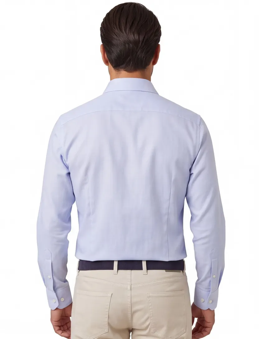 Michaelis business overhemd Slim Fit lichtblauw geprint strijkvrij