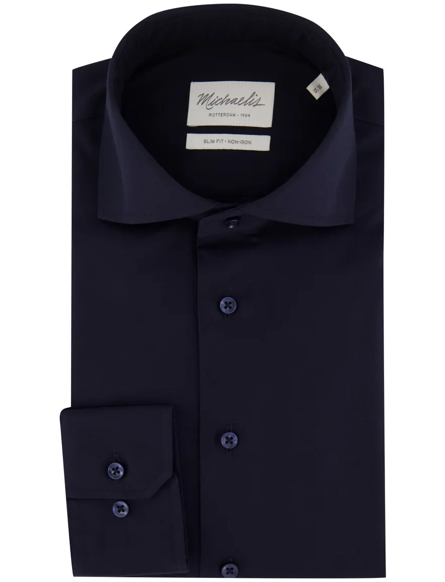 Overhemd Michaelis overhemd Slim fit donkerblauw effen