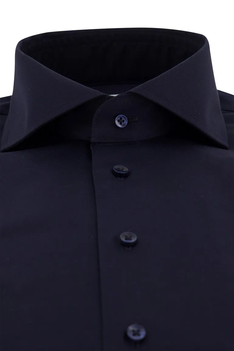 Overhemd Michaelis overhemd Slim fit donkerblauw effen