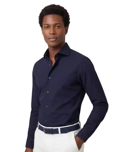 Michaelis Overhemd Michaelis overhemd Slim fit donkerblauw effen