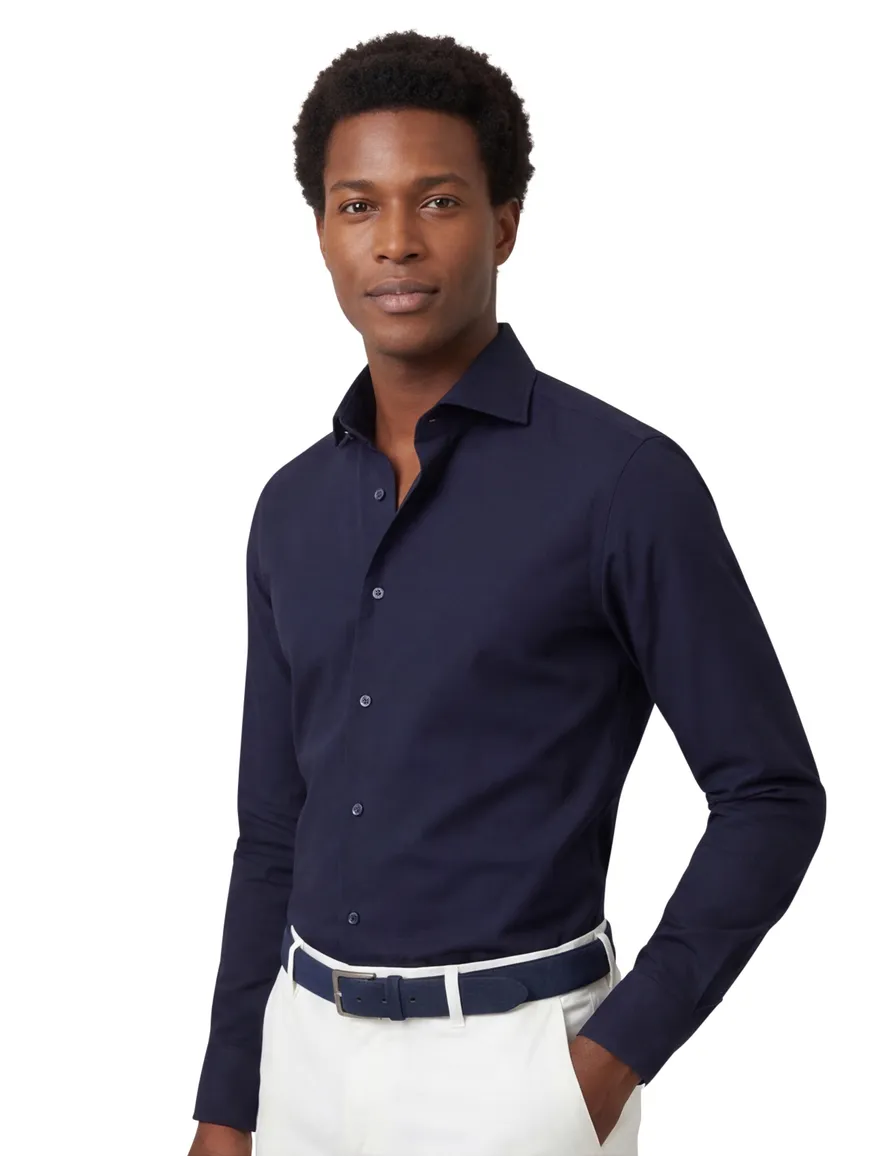 Overhemd Michaelis overhemd Slim fit donkerblauw effen