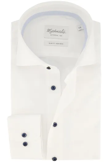 Michaelis Overhemd Michaelis business Slim Fit wit effen strijkvrij