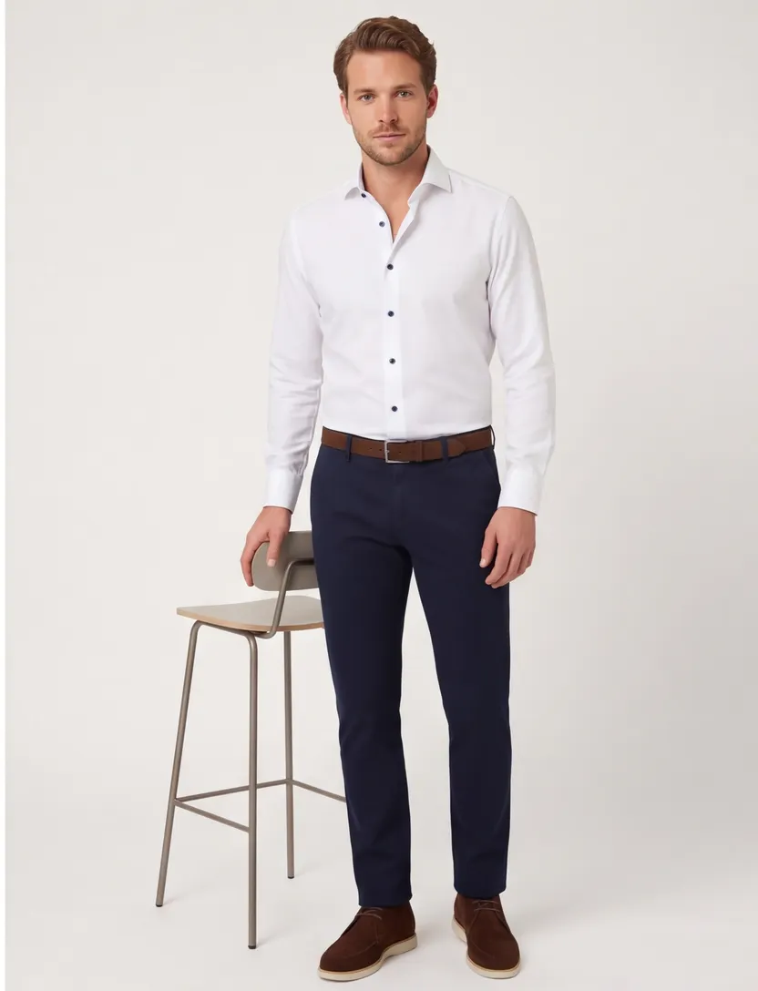 Michaelis business overhemd Slim Fit wit effen