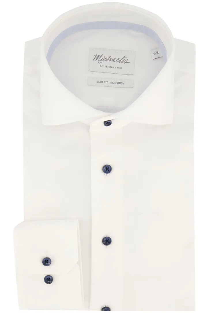 Michaelis business overhemd Slim Fit wit effen