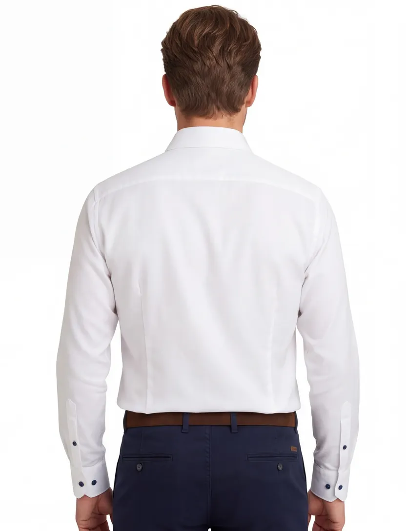 Michaelis business overhemd Slim Fit wit effen