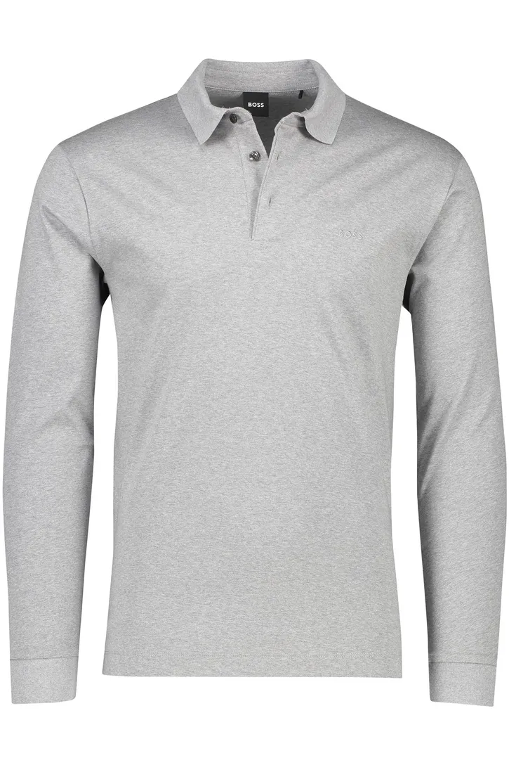 Hugo Boss polo Pado grijs gemêleerd katoen normale fit 3 knoops