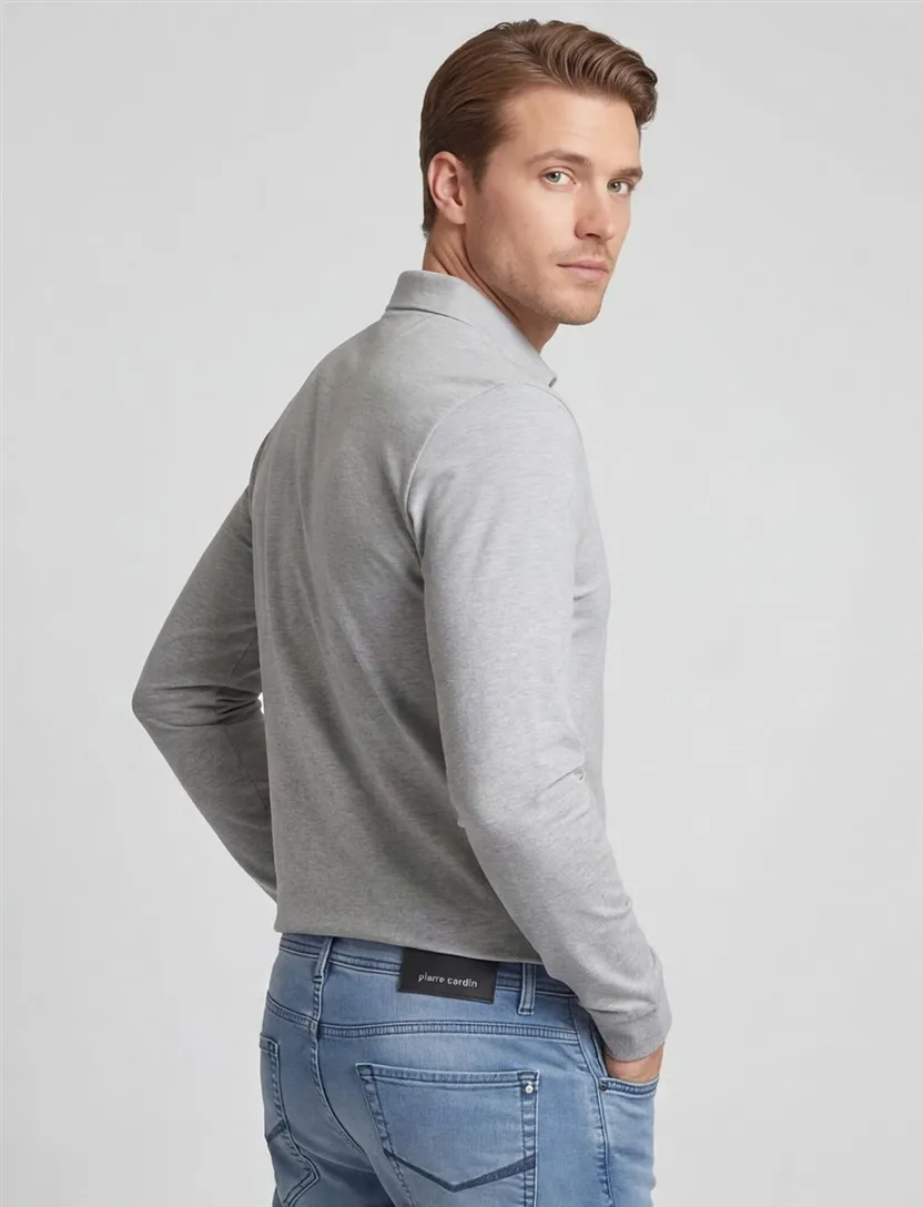 Hugo Boss polo Pado grijs gemêleerd katoen normale fit 3 knoops