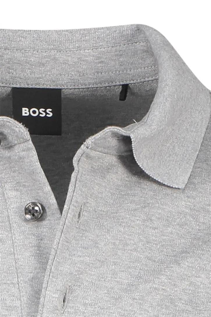 Hugo Boss polo Pado grijs gemêleerd katoen normale fit 3 knoops