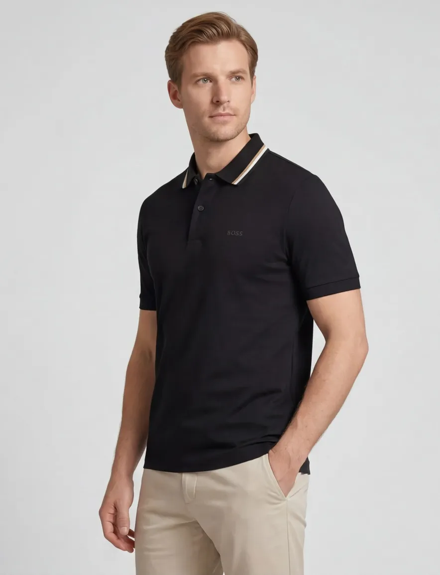 Boss Black Penrose polo effen zwart slim fit katoen