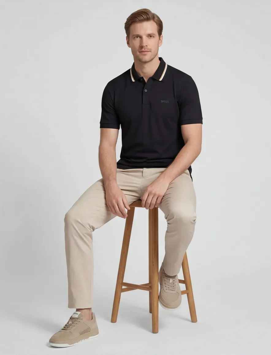Boss Black Penrose polo effen zwart slim fit katoen