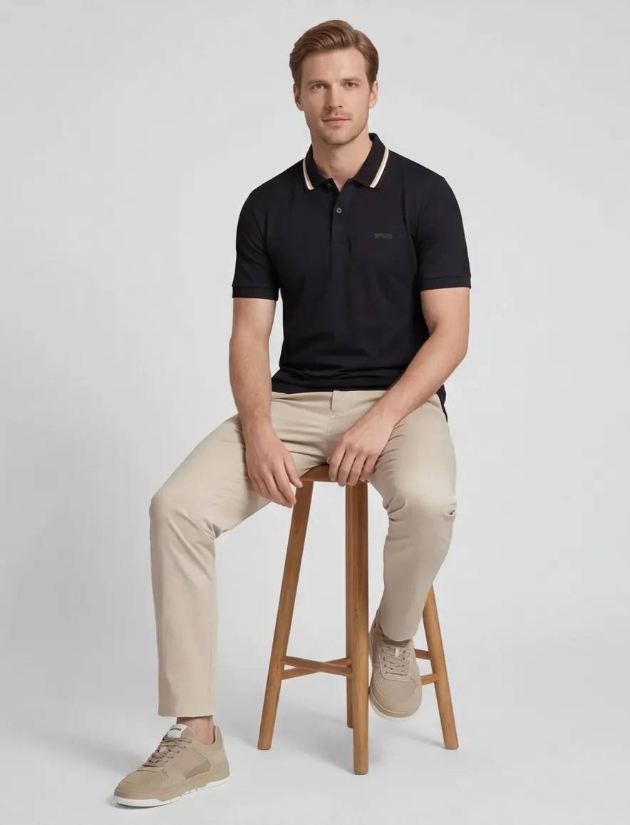 Boss Black Penrose polo effen zwart slim fit katoen