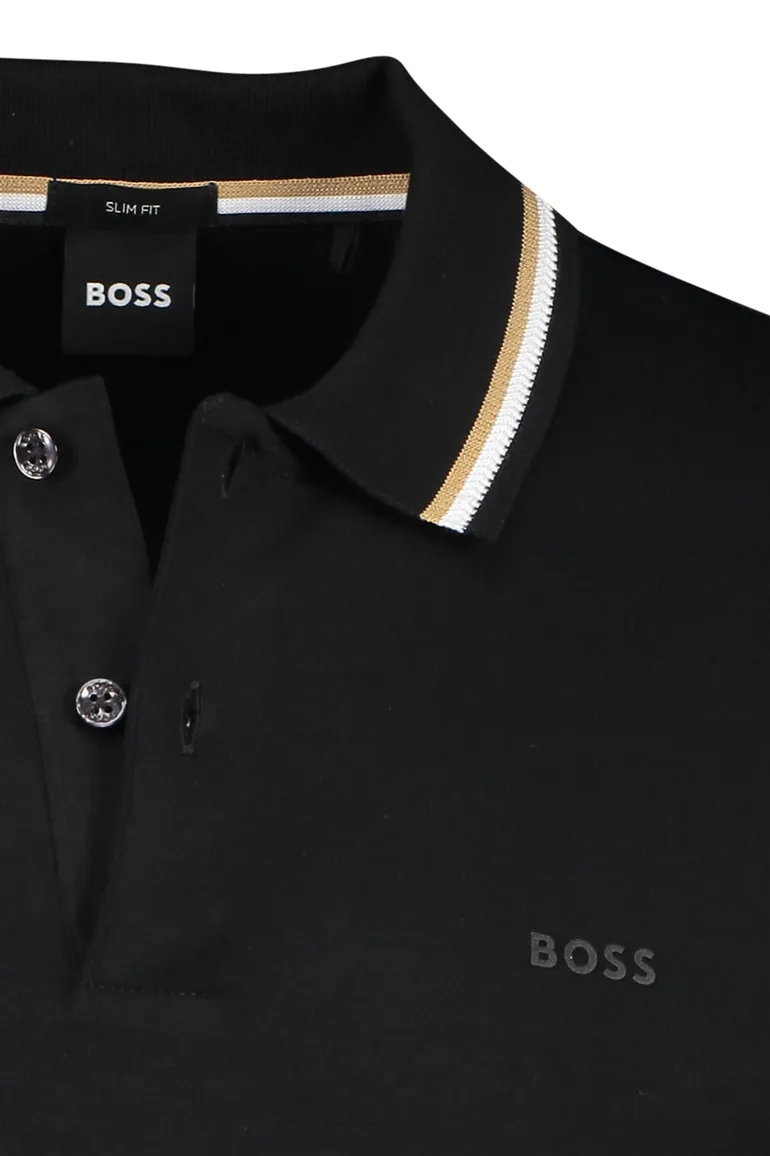 Boss Black Penrose polo effen zwart slim fit katoen