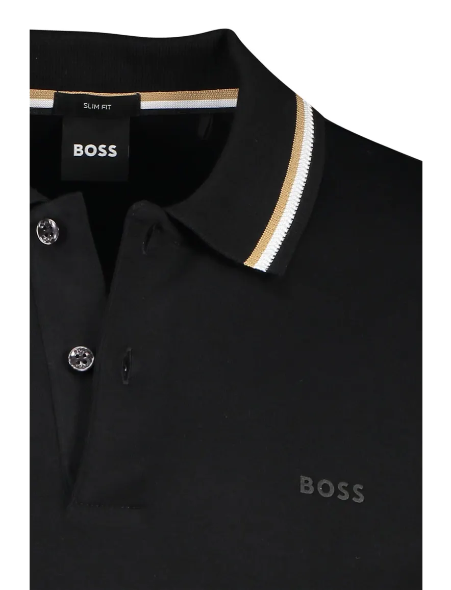 Boss Black Penrose polo effen zwart slim fit katoen