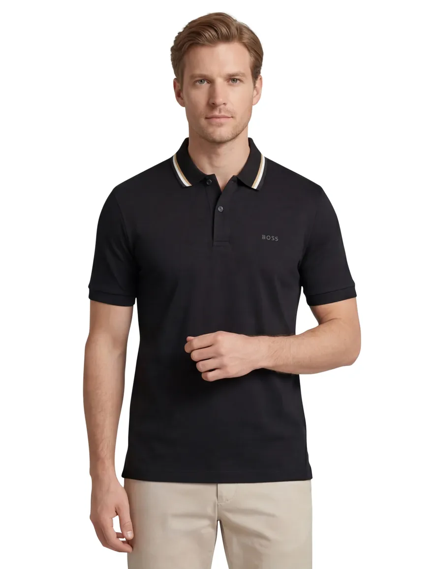 Boss Black Penrose polo effen zwart slim fit katoen