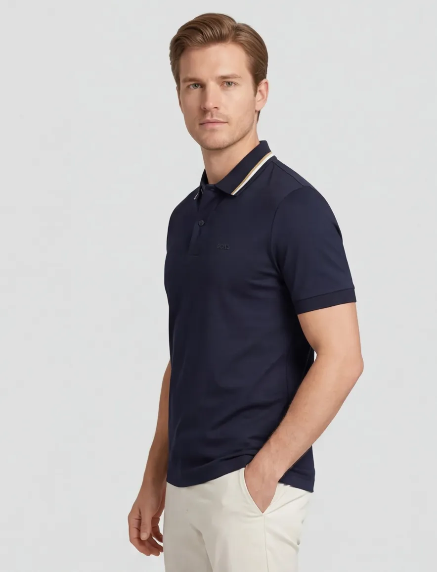 Boss Black Penrose polo effen donkerblauw slim fit