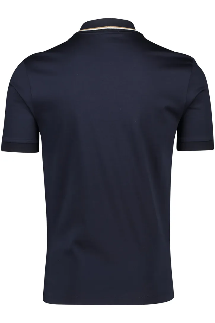katoenen Boss Black polo effen donkerblauw slim fit