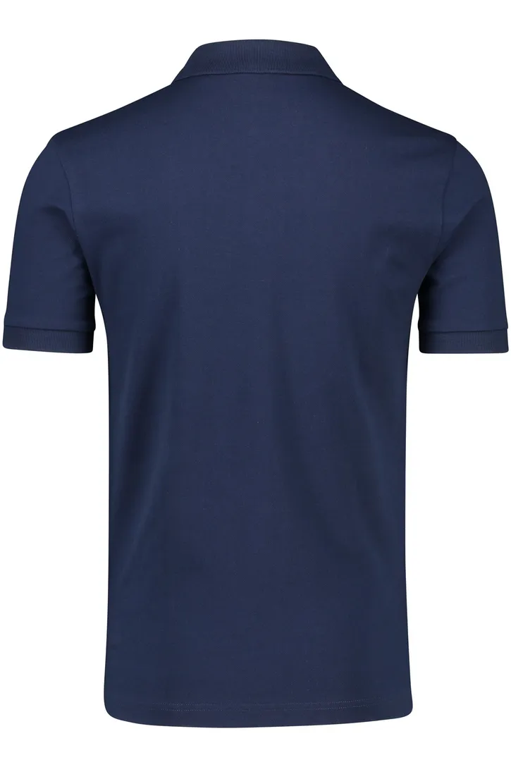 Katoenen BOSS polo effen donkerblauw slim fit