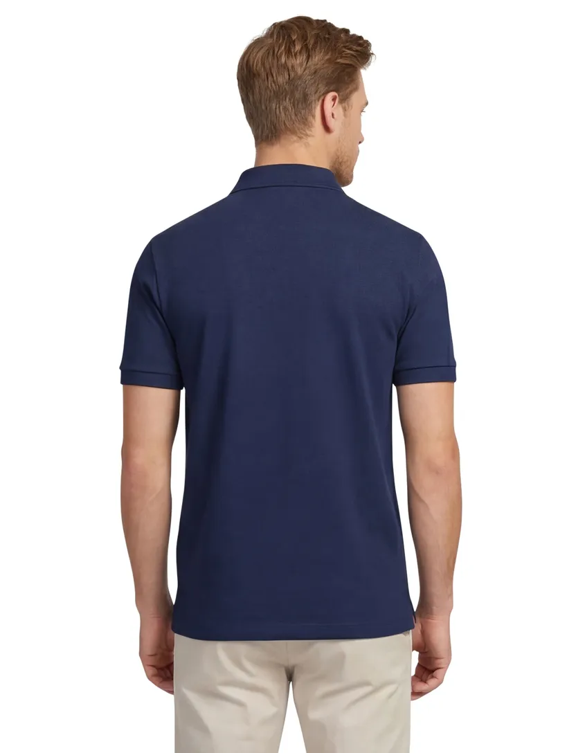 Katoenen BOSS polo effen donkerblauw slim fit