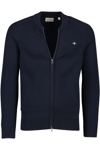 Gant Gant vest effen donkerblauw katoen normale fit