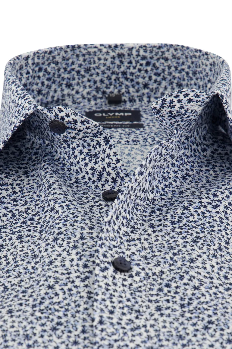 Modern fit overhemd Olymp wit geprint