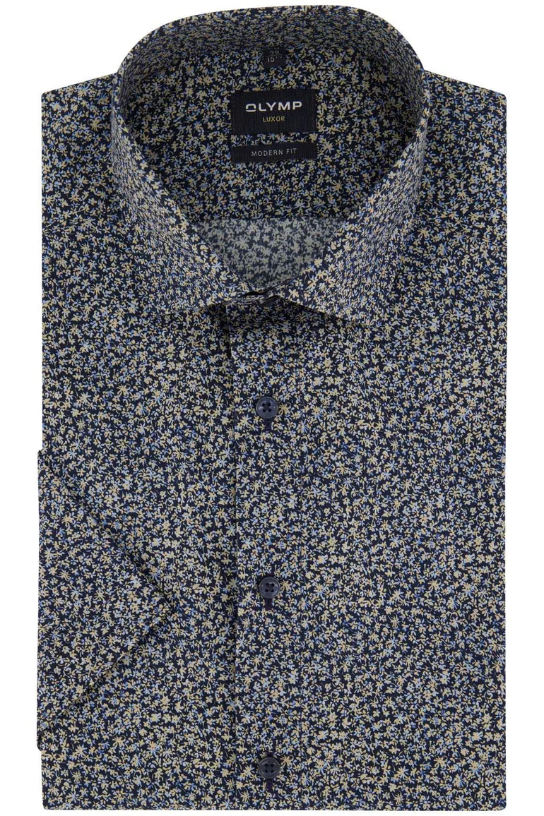 Olymp overhemd donkerblauw geprint