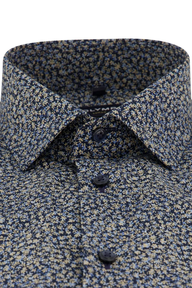 Olymp overhemd donkerblauw geprint