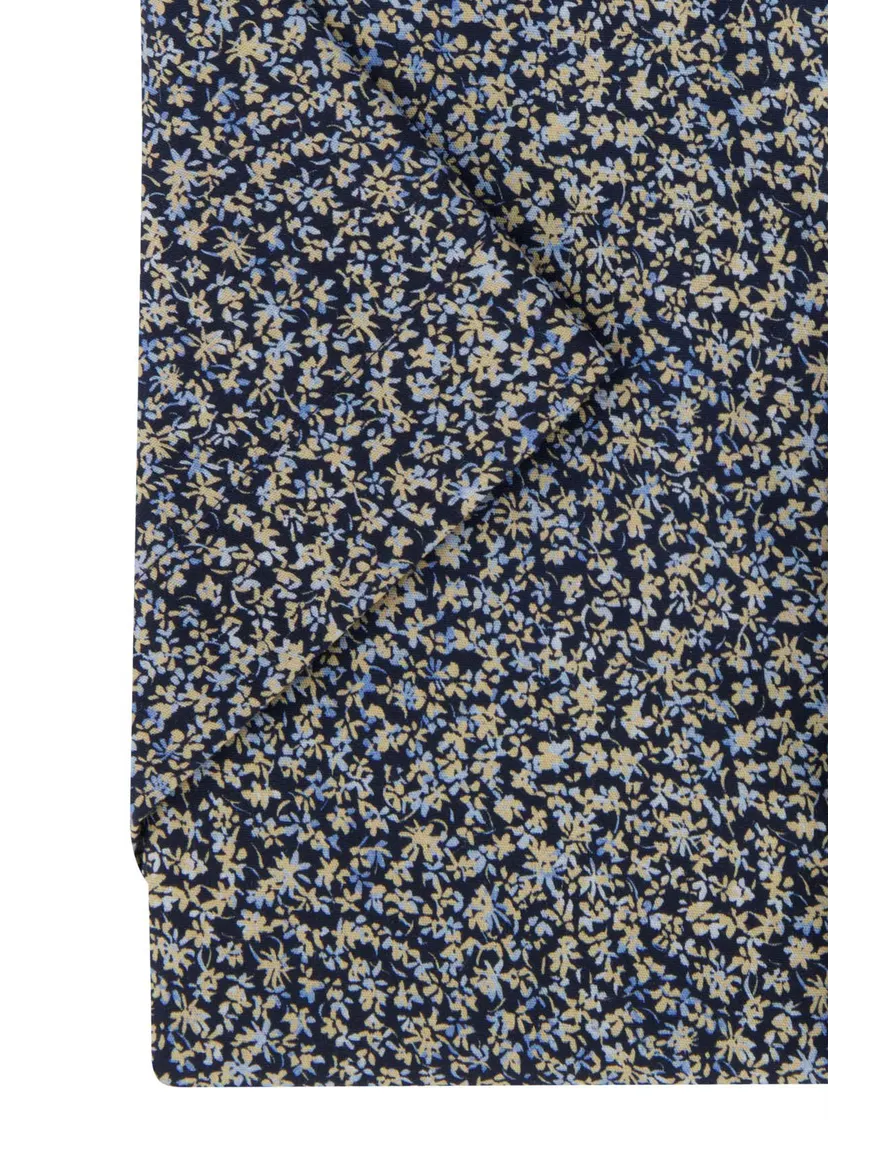 Overhemd Olymp Modern Fit korte mouw donkerblauw geprint