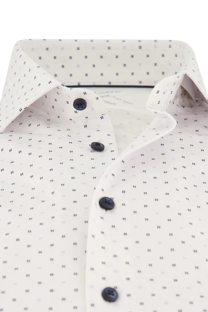 Olymp Modern Fit overhemd wit geprint