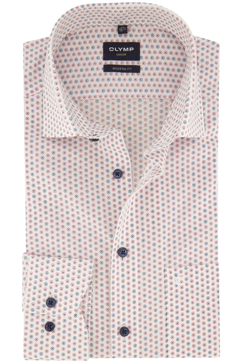Olymp overhemd wit print modern fit