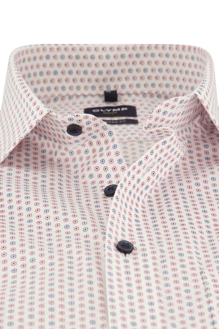 Olymp overhemd wit print modern fit