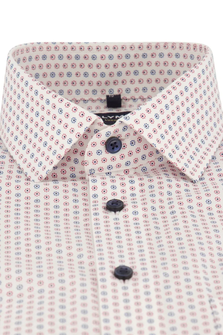 Overhemd Olymp Modern Fit wit roze blauw print