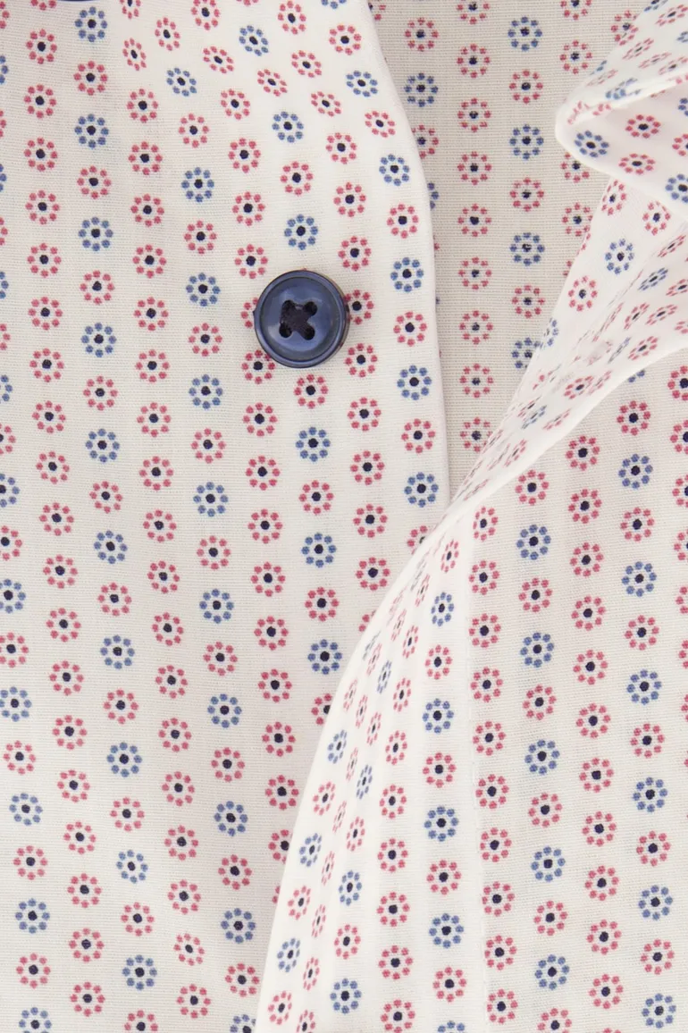 Overhemd Olymp Modern Fit wit roze blauw print