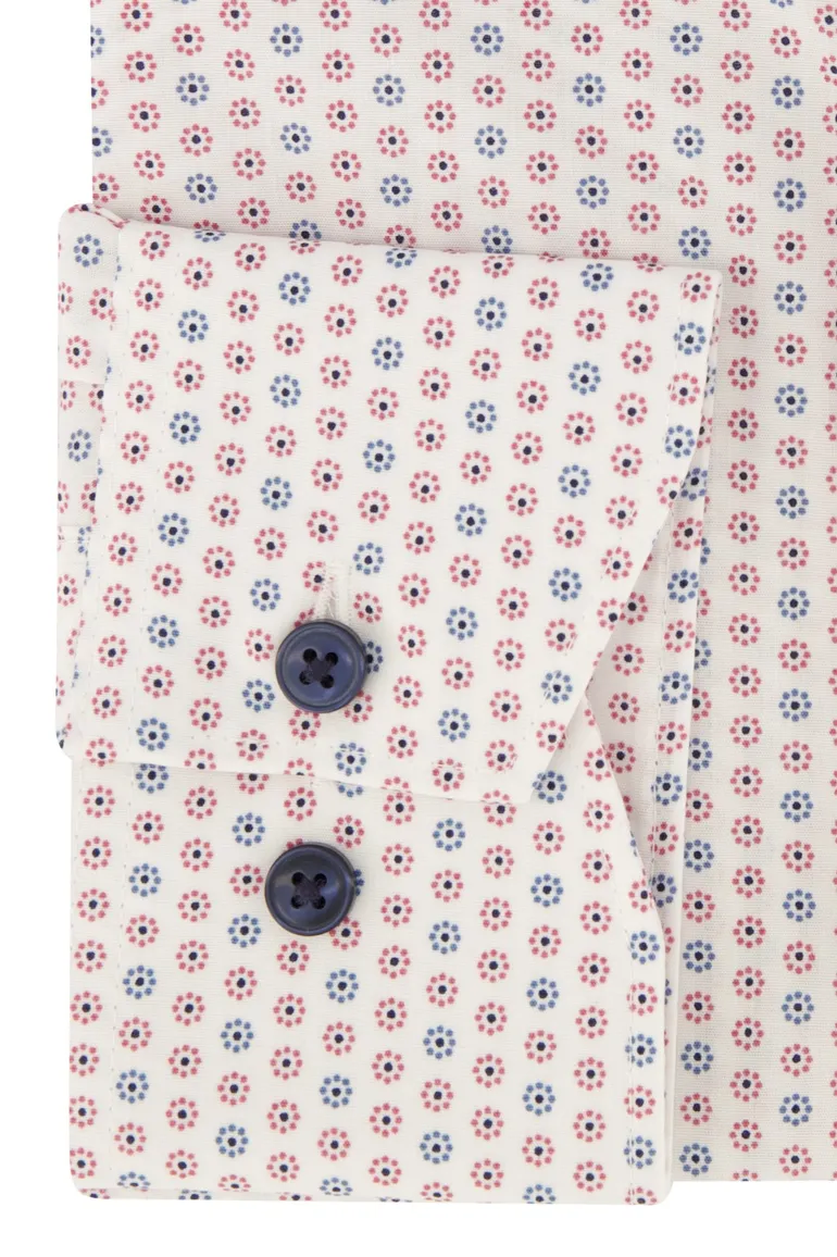 Overhemd Olymp Modern Fit wit roze blauw print