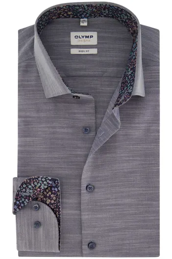 Olymp Olymp overhemd Level Five blauw gemêleerd mouwlente 7
