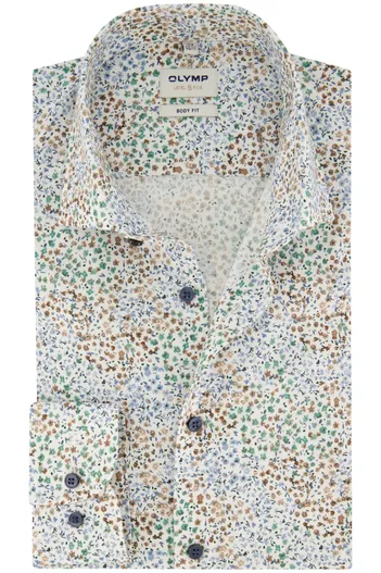 Olymp Olymp overhemd bruin extra slanke fit print