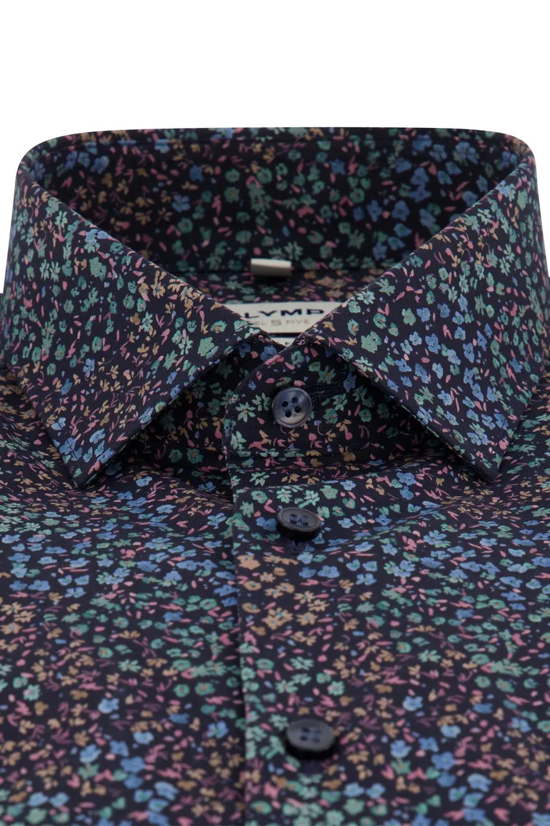 Olymp business overhemd extra slim fit donkerblauw geprint