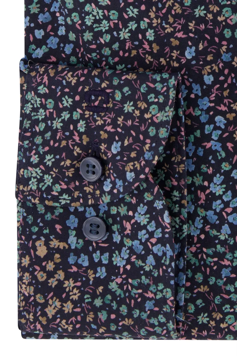 Olymp business overhemd extra slim fit donkerblauw geprint