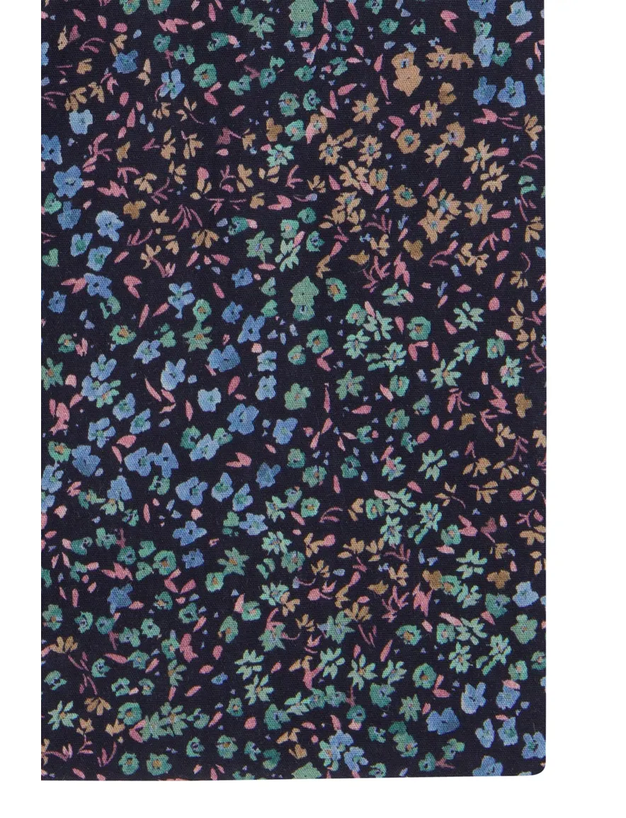 Olymp body fit overhemd donkerblauw geprint