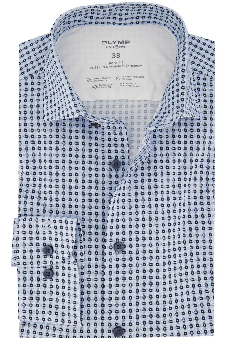 Olymp overhemd blauw geprint