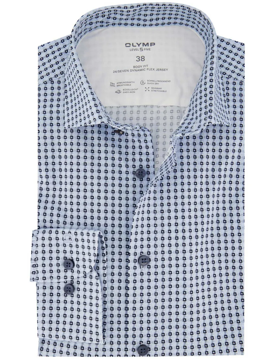 Olymp overhemd blauw geprint